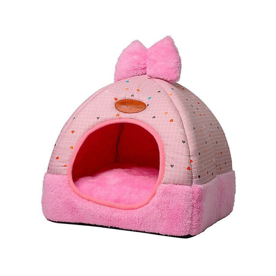 Pet Supplies Folding Villa Plush Pink Lattice Doghouse, Easy To Wash And Stain Resistant (a) - Thsinde