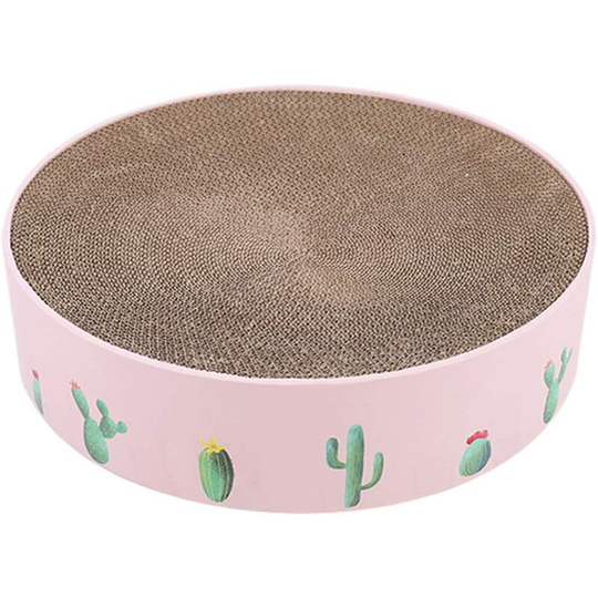 Cat Toy, Corrugated Cardboard Cat Catnip Scraper Board Nail Scraper Mat Kitten Bed Toy-Pink-Large