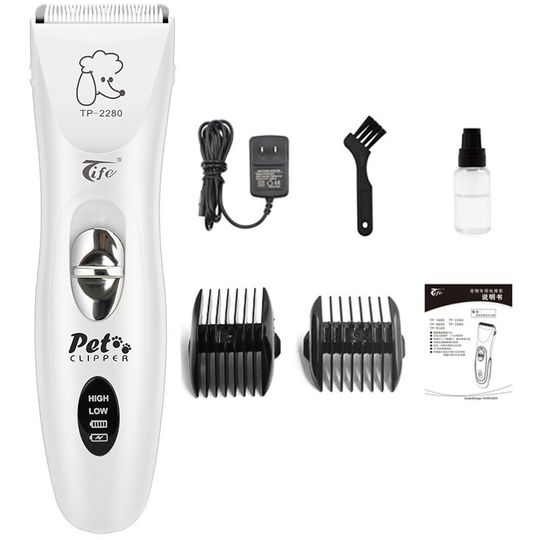 Professional Dog Clipper Cordless Electric Long Hair Dog Clipper Dog Grooming Kit Shaver for Dogs Cat Pets Dog Clippers Trimmer Pet Grooming Kit white