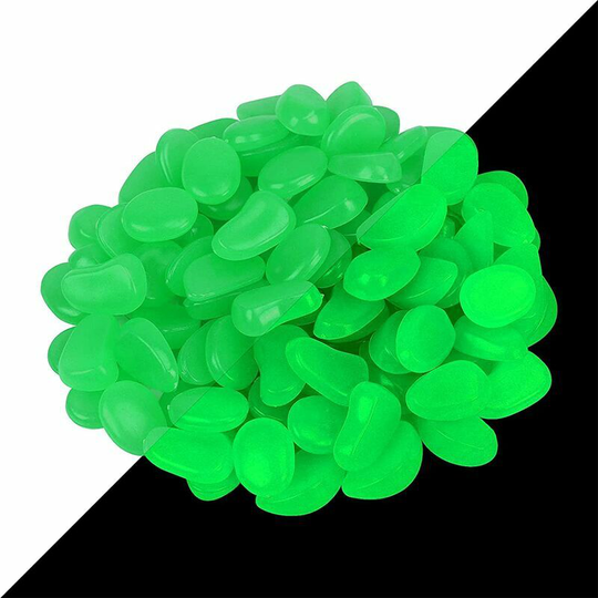 Monly - Glow Pebbles, 200pcs Green Glow Stones, Decorative Pebbles at Night for Garden, Aquarium, Pathway, Kid's Room