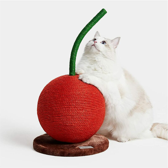 Cherry Cat Scratcher, 22.64" Tall Cat Scratcher with Sisal Ball, Vertical Indoor Cat Scratcher, Kitten Supplies (1 Piece)