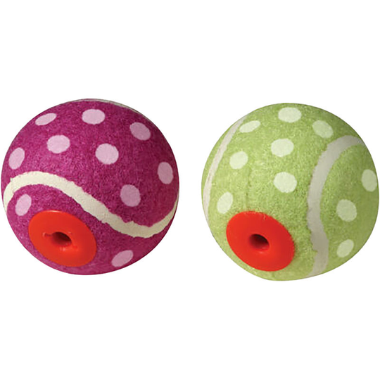 Petstages Polka Dot Dog Toy Tennis Ball (Pack Of 2) (One Size) (Multicoloured) - Multicoloured