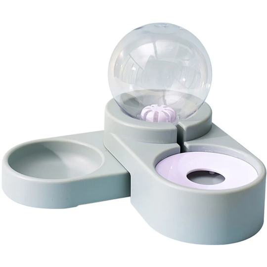 Asupermall - Double Dog Cat Bowls Water and Food 2 in1 Bowl Set Detachable Stainless Steel Bowl Automatic Water Dispenser Bottle Pet Feeder,model: