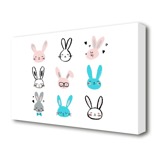 Rabbit Faces Wildlife - Wrapped Canvas Graphic Art Print
