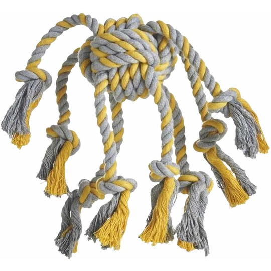 Rope Octopus Dog Toy (One Size) (Grey/Yellow) - Grey/Yellow - Sharples