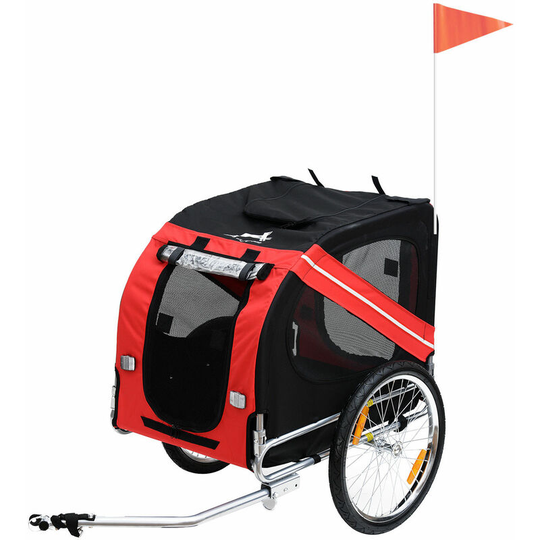Pet Bicycle Trailer Dog Cat Bike Carrier Water Resistant Red Outdoor - Red, black - Pawhut