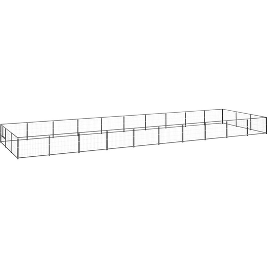 Dog Kennel Black 30 m² Steel vidaXL - Black