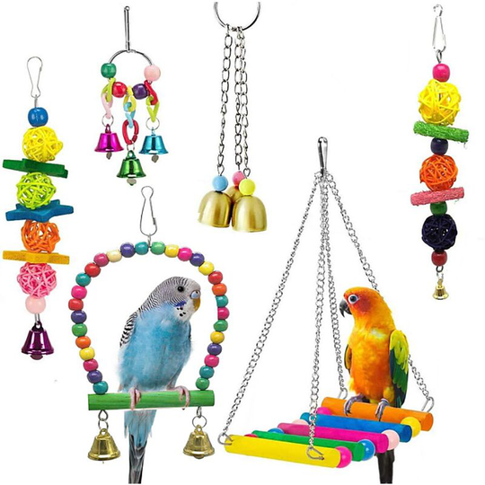 Set of 6 pieces of bird toys, toys for parrots, bird supplies, bird toys