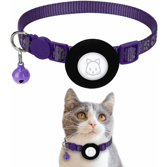 MUFF Airtag Pet Collar - Airtag Reflective Collar with Bell purple