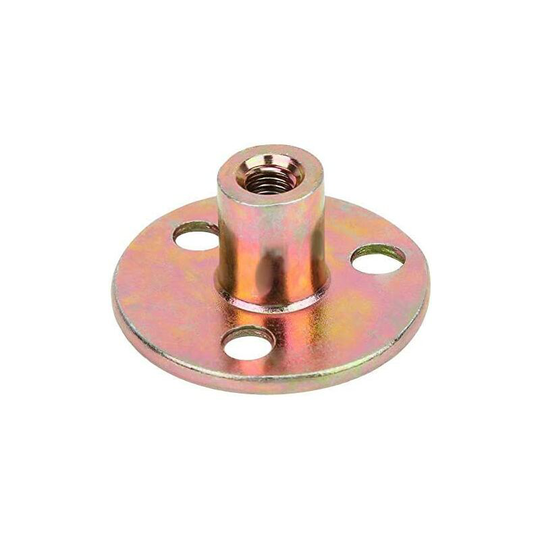 Bearsu - 5pcs 3-Hole Flange Nut M6/M8/M10 3-Hole Brad T-Nut Galvanized Iron Round Base T-Nut(M6)