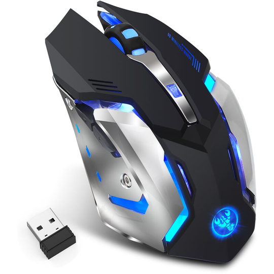Rechargeable 2.4G wireless electric gaming mouse 10 meters transmission distance built-in 600 mA colorful bright 2400dpi