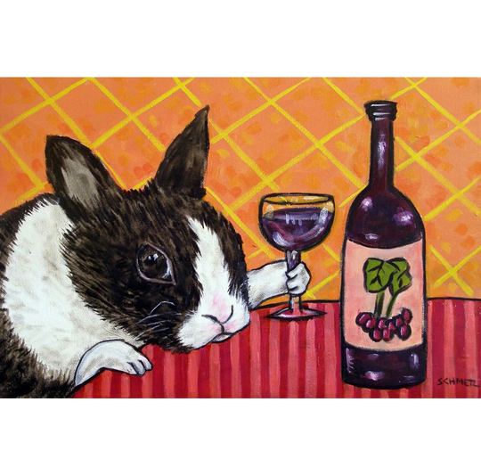 Bunny Wine by Jay Schmetz - Wrapped Canvas Painting Print