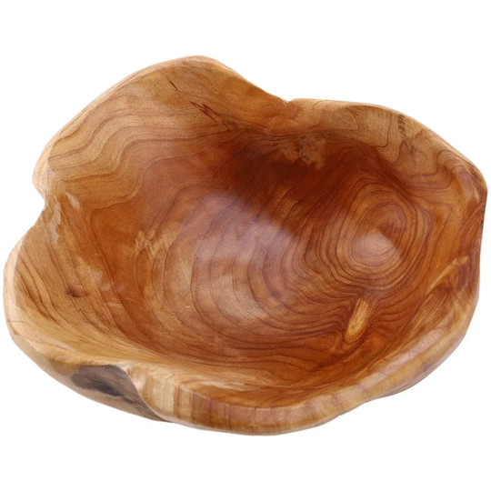 Wooden Fruit Bowl, Household Candy Dish Fruit Serving Snack Plate Wood Carving Root Bowl 20-24 Cm