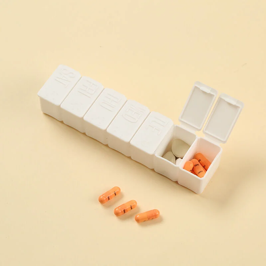 Perle Rare - Pill Organizer-pill Boxes For Traveling, 7 Days With Braille Pill Case Vitamins Fish
