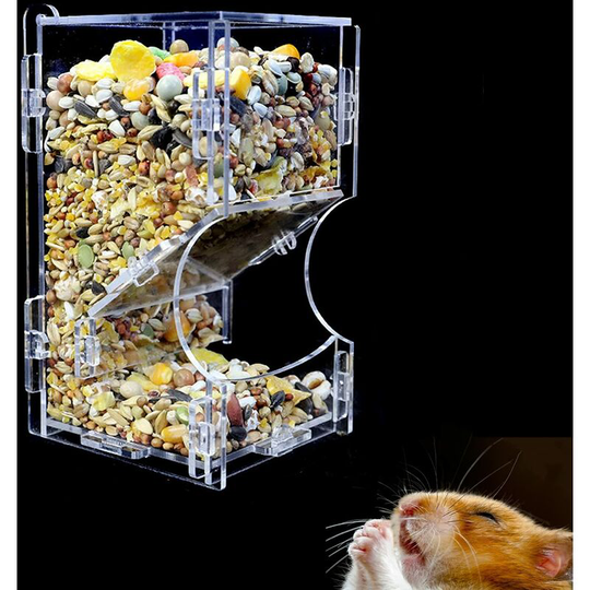 Hamster Feeder, diy Transparent Acrylic Hamster Feeder for Feeding Hamsters Guinea Pigs Hedgehogs Pigeons Parrots (Transparent)