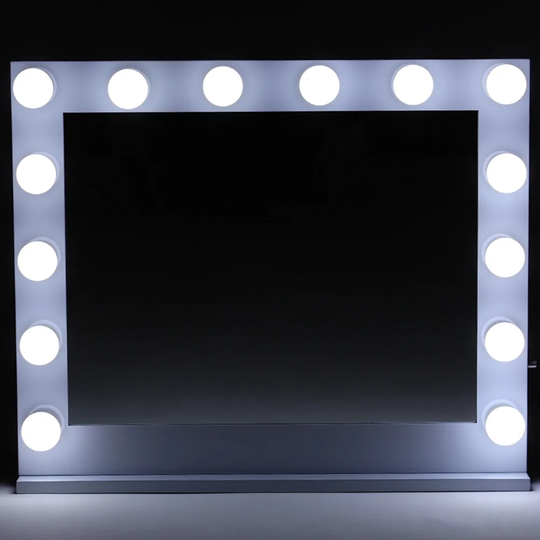 Dashel Lighted Metal Framed Freestanding Makeup Mirror in White