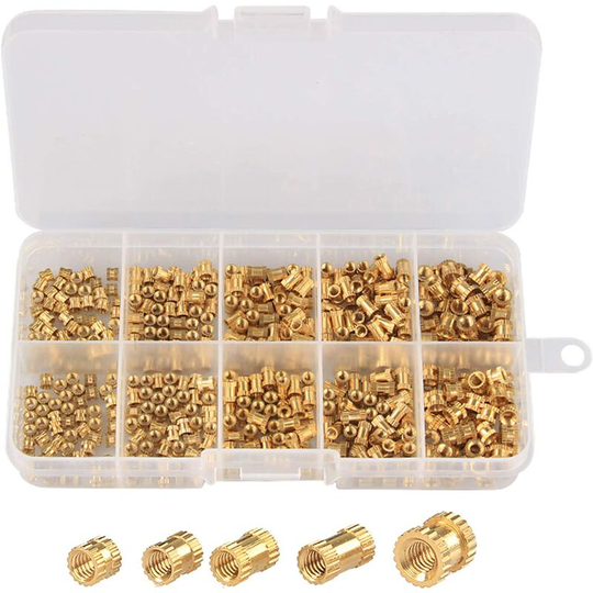 Mezheng - Knurled Nut M2 M2.5 M3 Female Thread Round Grounding Nuts Injection Molding Brass Insert, for 3D Printed Parts Inserted Nuts Assortment