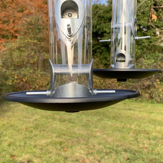 Heavy Duty Aluminium Bird Seed Feeder With Seed Catcher Tray (Set Of 2)