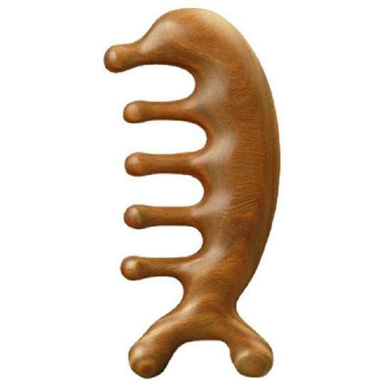 Genuine Green Sandalwood Comb Gua Sha Comb Scraping Scalp Massager Comb Head Massager Head, Neck, Hands and Legs