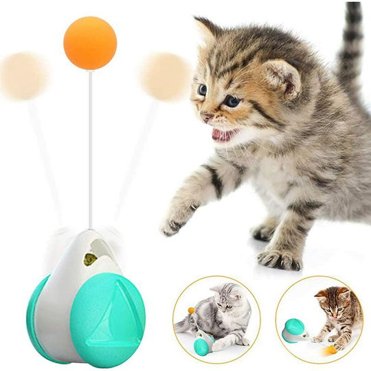 Aougo - Interactive Ball Cat Toys, Ball Balanced Cat Toy for Indoor Cats Ball with Automatic Wheels, No Need to Refill Cat Treat Toys Rotating Balls