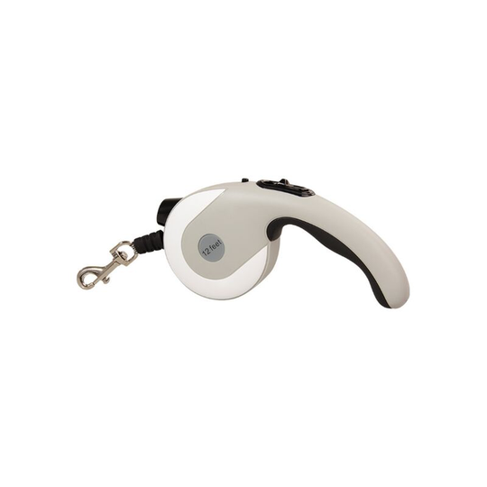 Benobby Kids - Retractable Dog Leash, Tangle Free Extendable Dog Leash with High Density Nylon Webbing, 3m Dog Leash with led Flashlight (White)