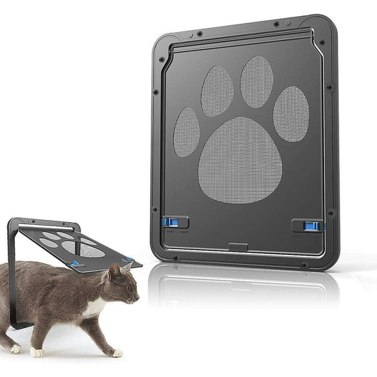 Perle Rare - Dog Cat Door Pet Cat Door Lockable Mosquito Net Door Easy Installation Enough Freedom for Cat and Small Dog Mosquito Net Cat Accessories
