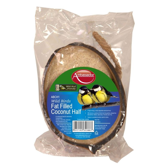 Fat Filled Coconut Half Bird Food (One Size) (May Vary) - May Vary - Ambassador