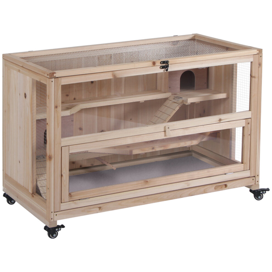 PawHut Wooden Hamster Cage, 3-Tier Roden Small Animals Hutch