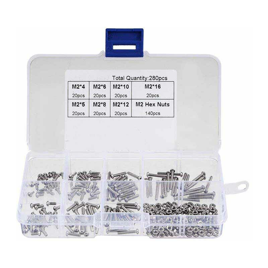 280pcs / set Stainless Steel Half Hex Head Screw Nut Box M2 * 4/5/6/8/10/12/16