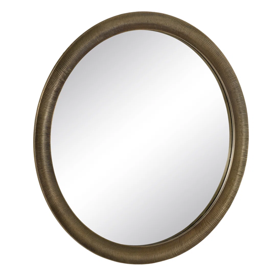 Arti Round Metal Framed Wall Mounted Accent Mirror in Aged Gold