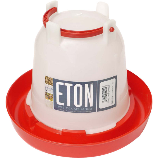 Eton Plastic Poultry Drinker (12 Litres) (White/Red) - White/Red - Tusk
