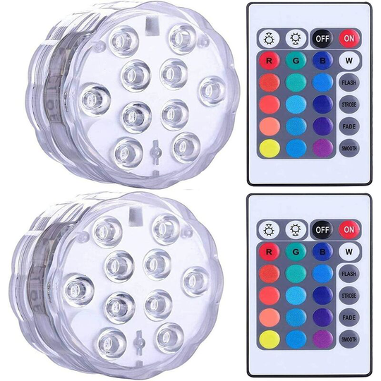 Waterproof Submersible led Lights for Jacuzzi, Spa, Pool, Underwater led Lights with 2 Remote Controls for Vase Bases, Aquariums, Parties, Halloween