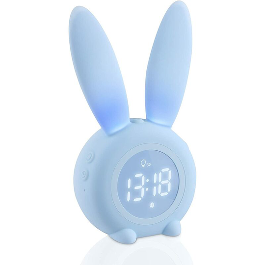 Perle Rare - Cute Rabbit Shaped Induction Alarm Clock, Intelligent Automatic Breathing Light Adjustment, Automatic Time/Date/Temperature Display,