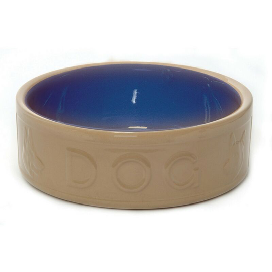 Bluecane Lettered Dog Food Bowl (15cm) (Blue/Brown) - Blue/Brown - Mason Cash