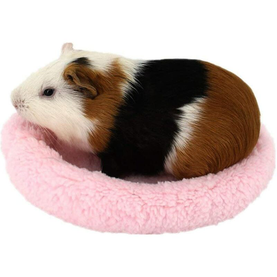 1pc soft comfortable round warm fleece sleeping mat for hamster bed for rat, hedgehog, squirrel, guinea pig, small animals (S, Pink)