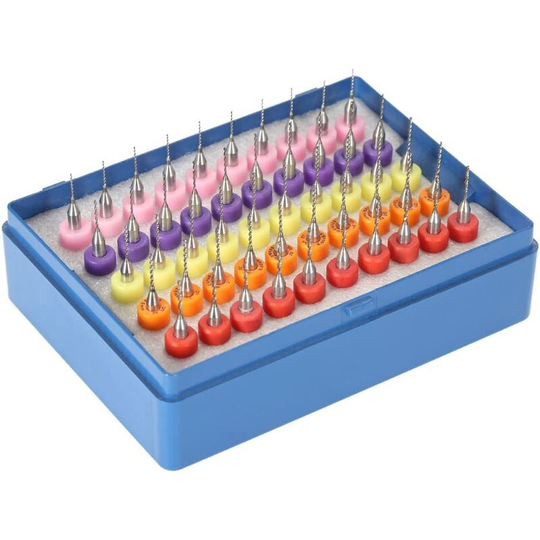 Bearsu - 50pcs 0.5 + 0.6 + 0.7 + 0.8 + 0.9mm Tungsten Carbide Micro Engraving Drill Bit Set, Engraving Tools for Circuit Board pcb (Printed Circuit
