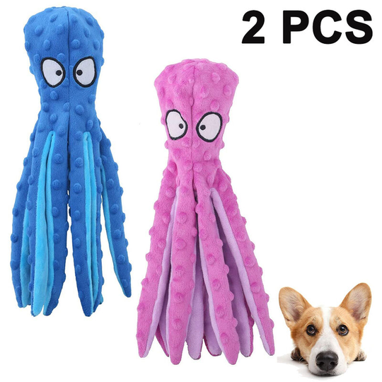 Devenirriche - Dog Squeaky Toys Octopus - Plush Dog Toys for Puppy Teething, Durable Interactive Dog Chew Toys for Small to Medium Dogs Training and