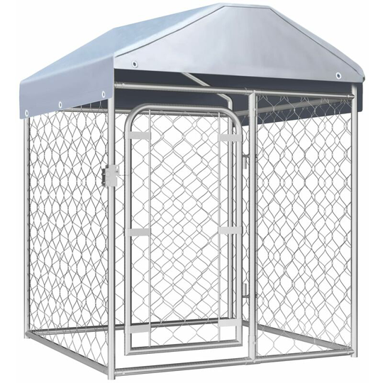 Outdoor Dog Kennel with Roof 100x100x125 cm - Silver