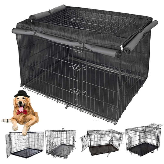 Sun Flowergb - Dog Crate Cover for 24 30 36 42 48 inch Metal Crate, Heavy Duty Mesh Kennel Covers Fit 1 2 3 Door Standard Metal Crate (49*30*31.85