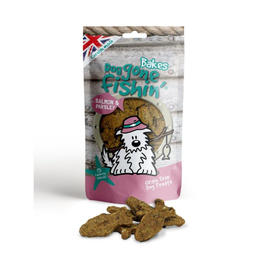 Dog Gone Fishin' Salmon And Parsley Bakes 75g (Pack of 6)
