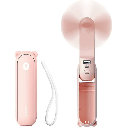 Mini portable fan, 3 in 1 hand fan, portable usb rechargeable small pocket fan, battery operated fan pink color