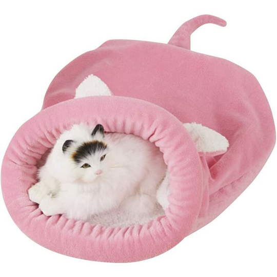 Fleece Soft Cat Sleeping Bag Windproof Snuggle Sack Blanket Mat for Dog and Puppy MZ042 (M, Pink)