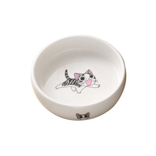 Gray/White Cat Pattern Ceramic Bowl