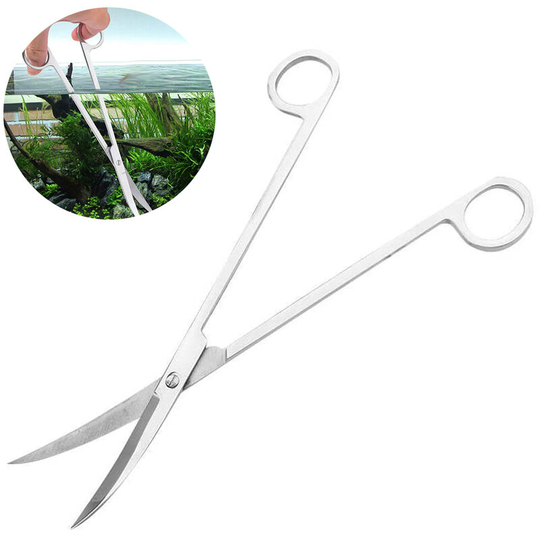 Aquatic Plant Scissors Stainless Steel Wave Scissors for Fish Tank Plants, silver