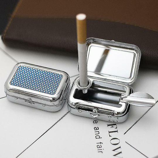 Ashtray With Lockable Lid Portable Metal Desktop Ash Case Outdoor Pocket Ashtray