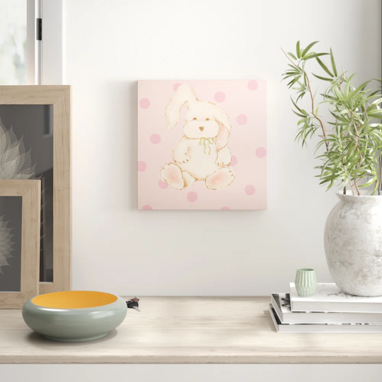 'Snuggly Bunny' by Reesa Qualia Painting Print on Wrapped Canvas