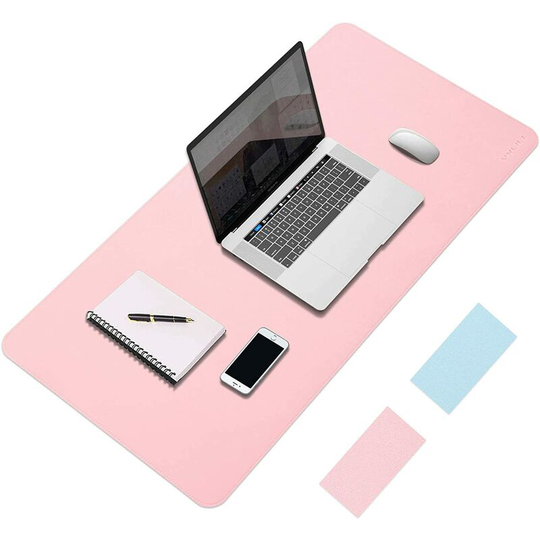 Dual Desk Pad , 31.5' x 15.7' pu Mouse Pad, Table Blotter Protector, Laptop Desk Mat, Large Keyboard Waterproof Mouse Mat, Desk Writing Pad for