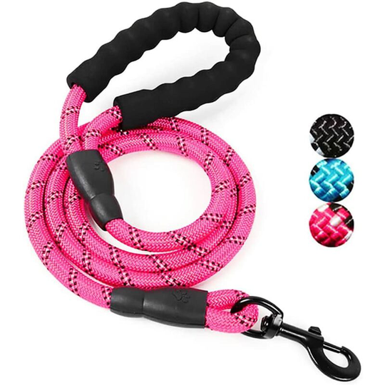 Soekavia - Dog Leash with Soft Padded Handle and Reflective Wires in Durable Nylon Safety Leash 1.5m Climbing Rope Twist Dog Leash for Small Medium