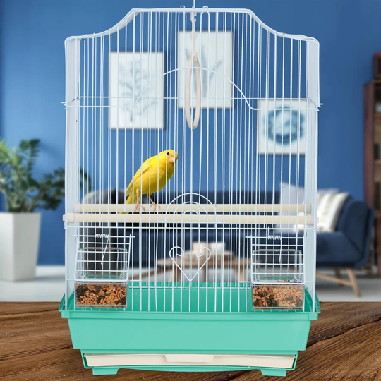 Huber 49.5Cm Steel Victorian Top Free Standing Cage (Table) Bird Cage with Perch