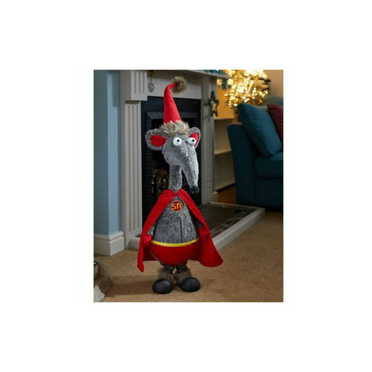 Three Kings - Large Xmas Super Hero Supa Rat Soft Plush Weighted Cartoon Style Rat Toy Deco